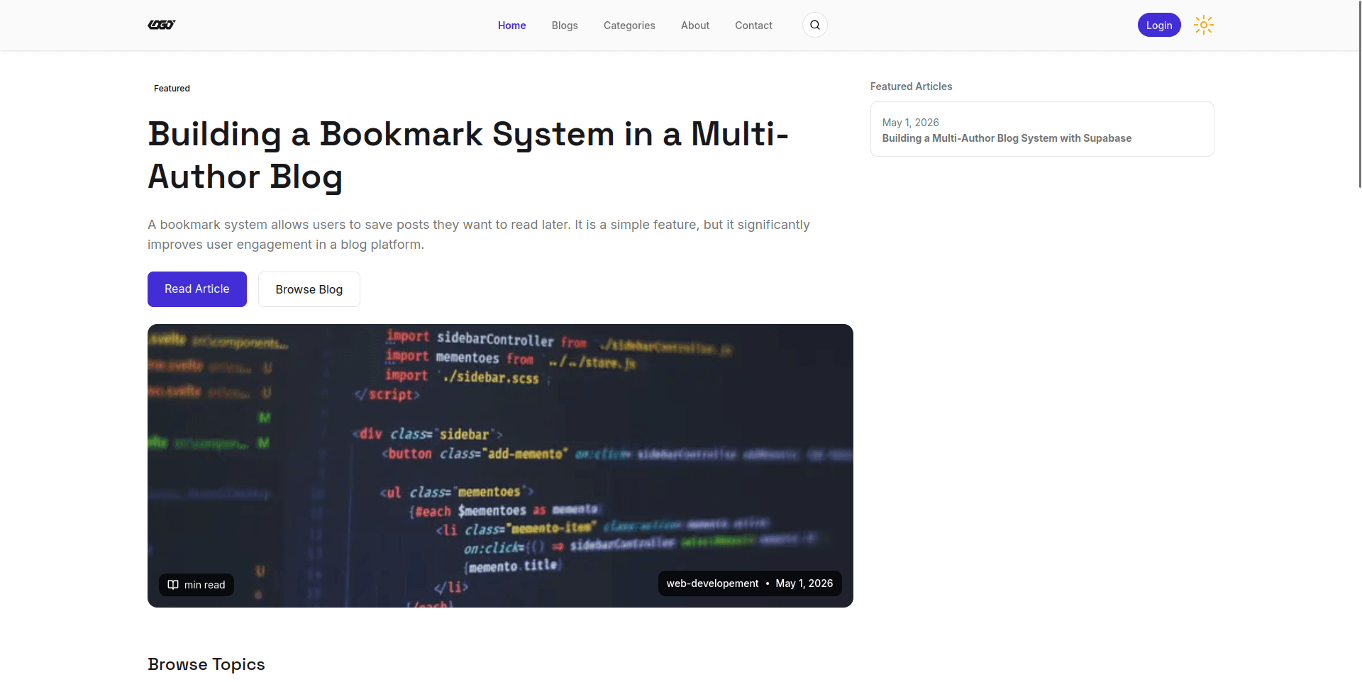 Blog system in  Next js project preview