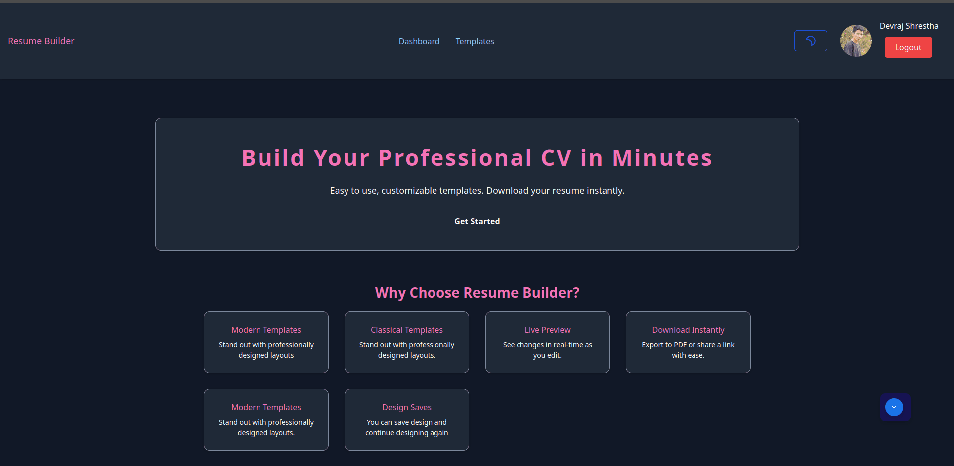 Resume Builder project preview